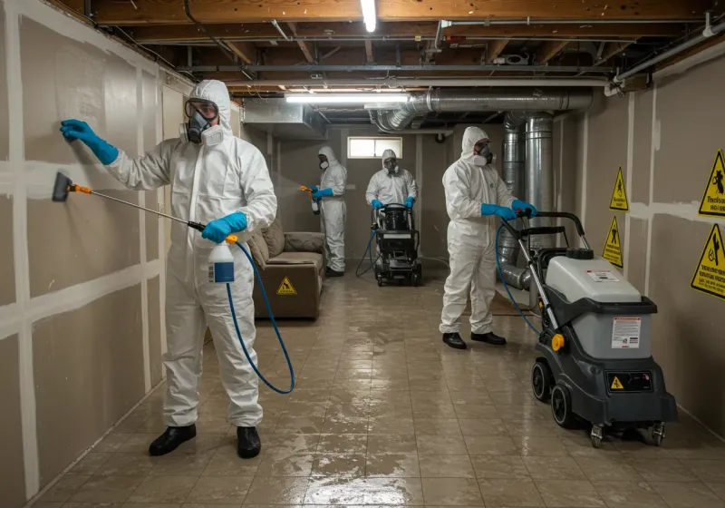 Basement Moisture Removal and Structural Drying process in Meridianville, AL